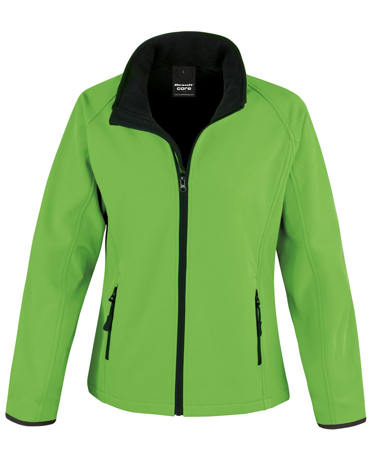 Ladies' Printable Softshell Jacket with Recycled Inner Fleece - Vivid Green/Black