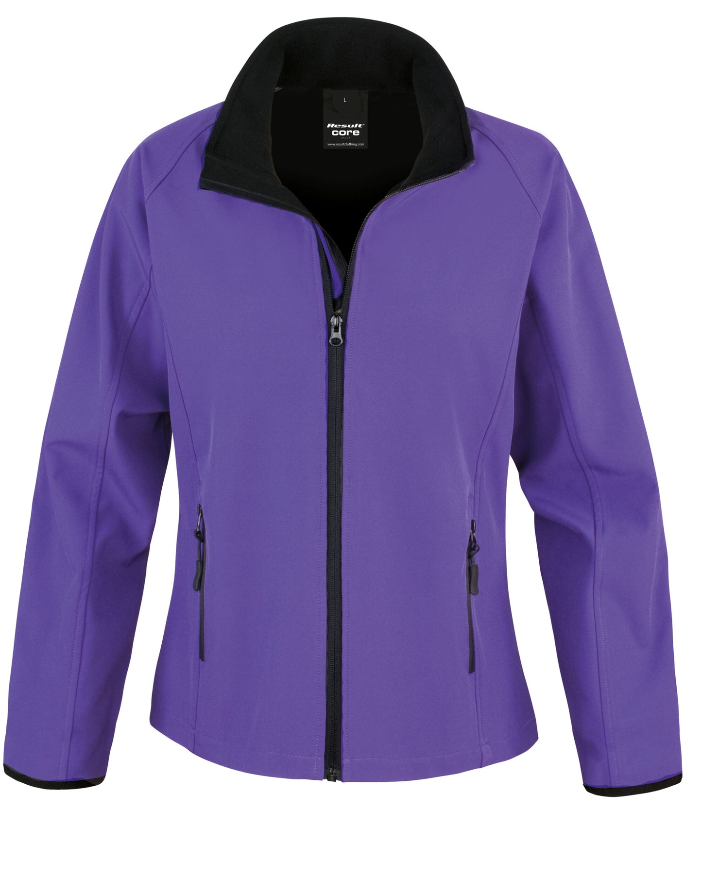 Ladies' Printable Softshell Jacket with Recycled Inner Fleece - Purple/Black