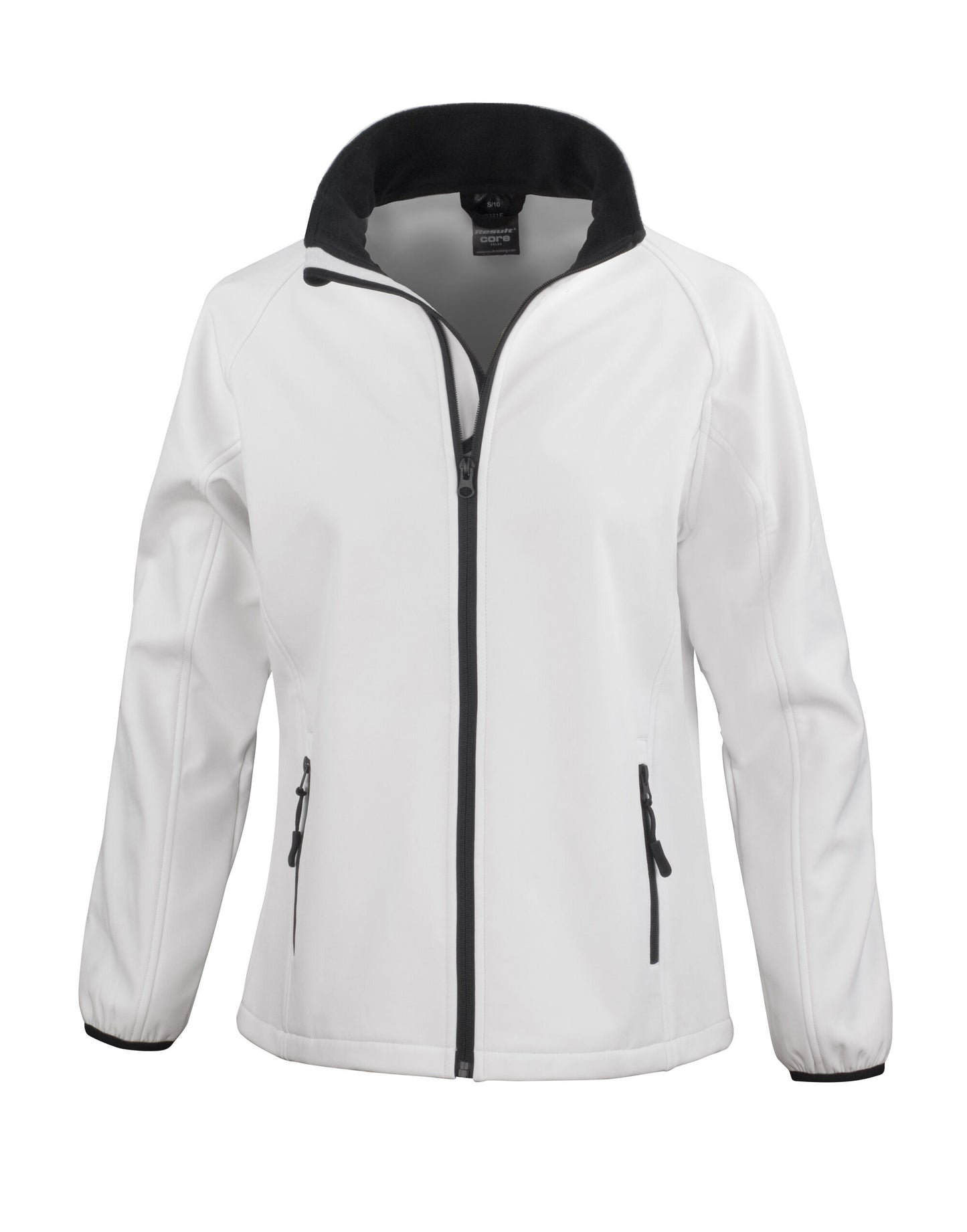 Ladies' Printable Softshell Jacket with Recycled Inner Fleece - White/Black