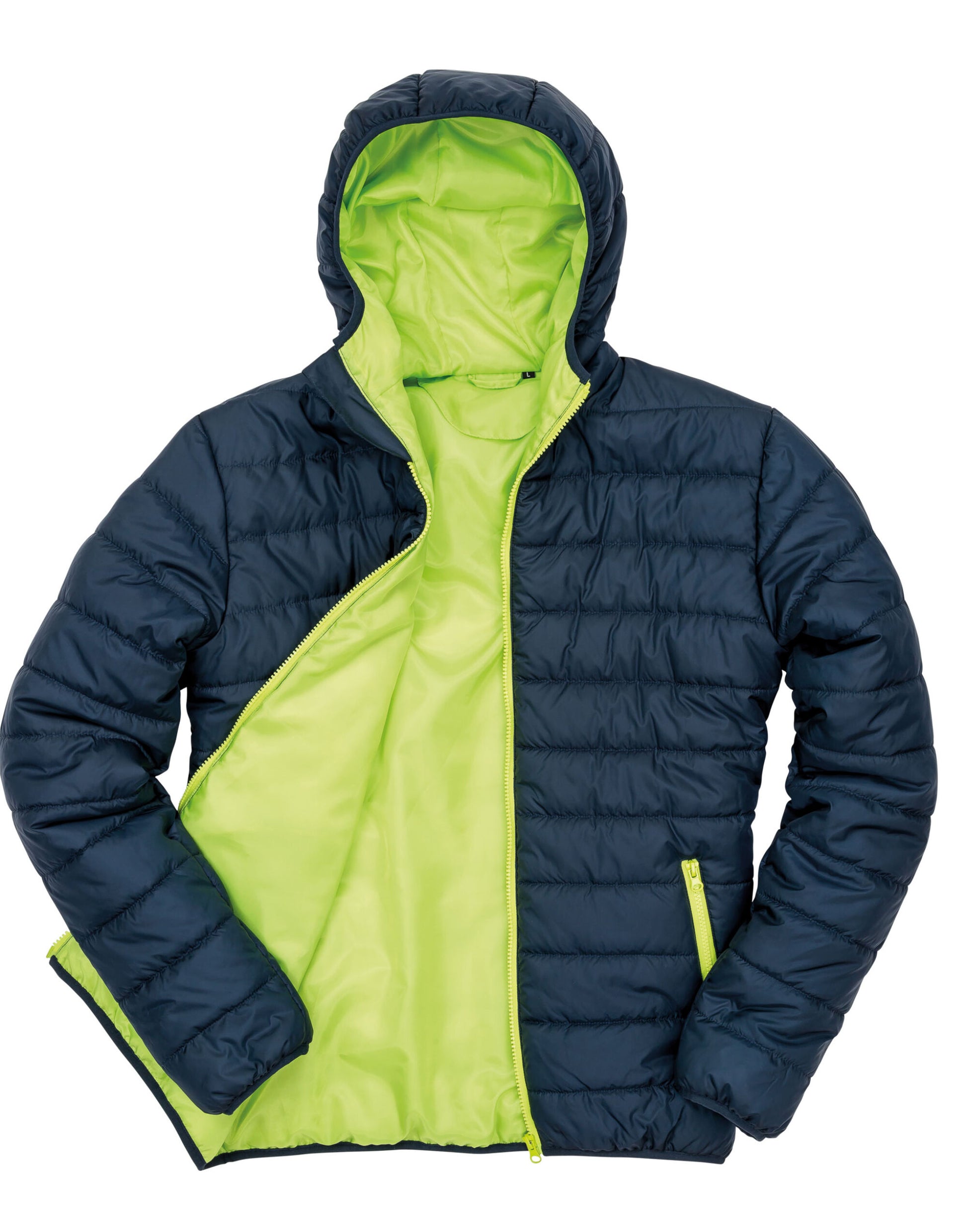 Men's Soft Padded Jacket - Navy/Lime