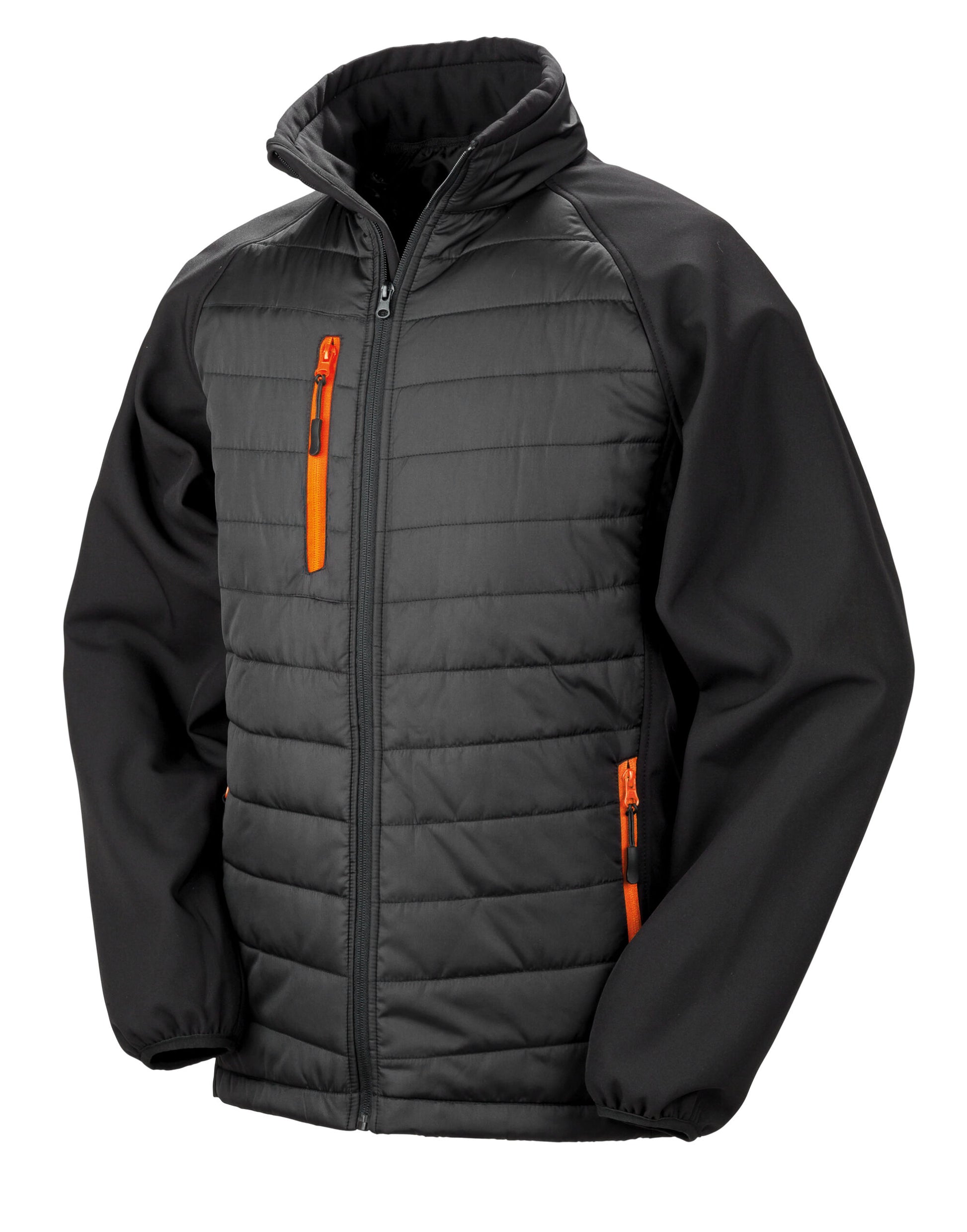 Compass Padded Softshell Jacket - Black/Orange