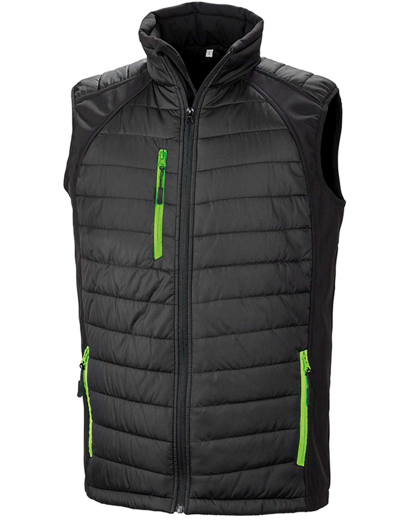 Compass Padded Softshell Gilet - Black/Lime Green