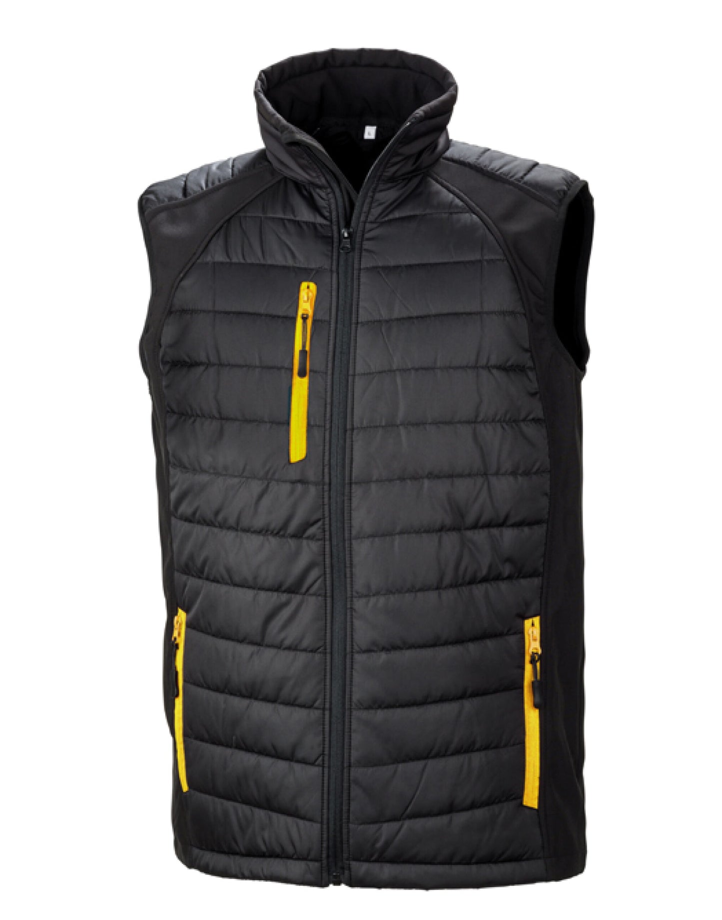 Compass Padded Softshell Gilet - Black/Yellow