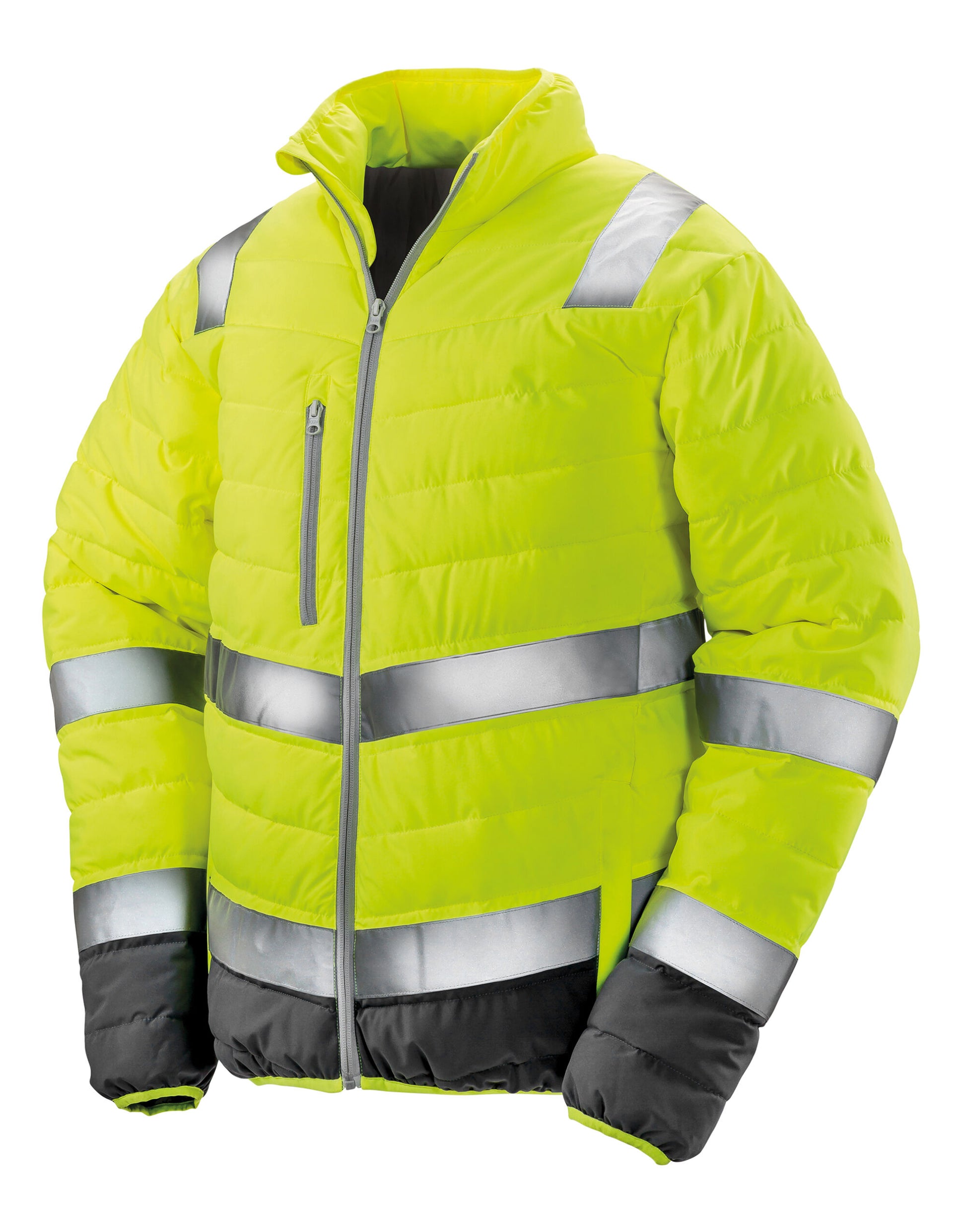 Men's Soft Padded Safety Jacket - Fluro Yellow