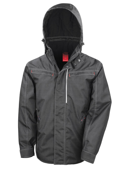 Denim Texture Rugged Jacket - Black