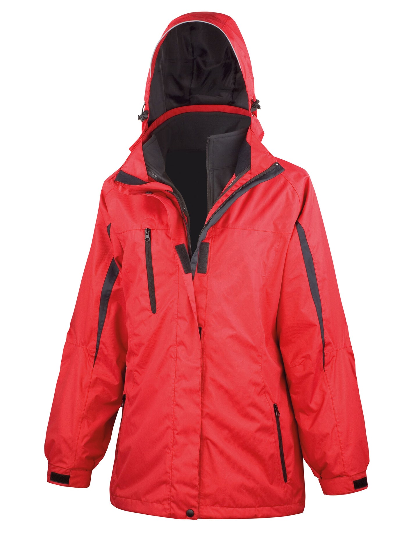 Women's 3-in-1 Journey Jacket with softshell inner - Red/Black