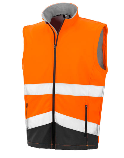 Printable Safety Softshell Gilet - Fluorescent Orange/Black