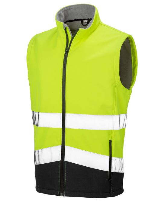 Printable Safety Softshell Gilet - Fluorescent Yellow/Black