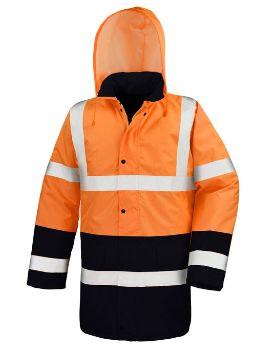Motorway 2-Tone Safety Coat - Fluorescent Orange/Black
