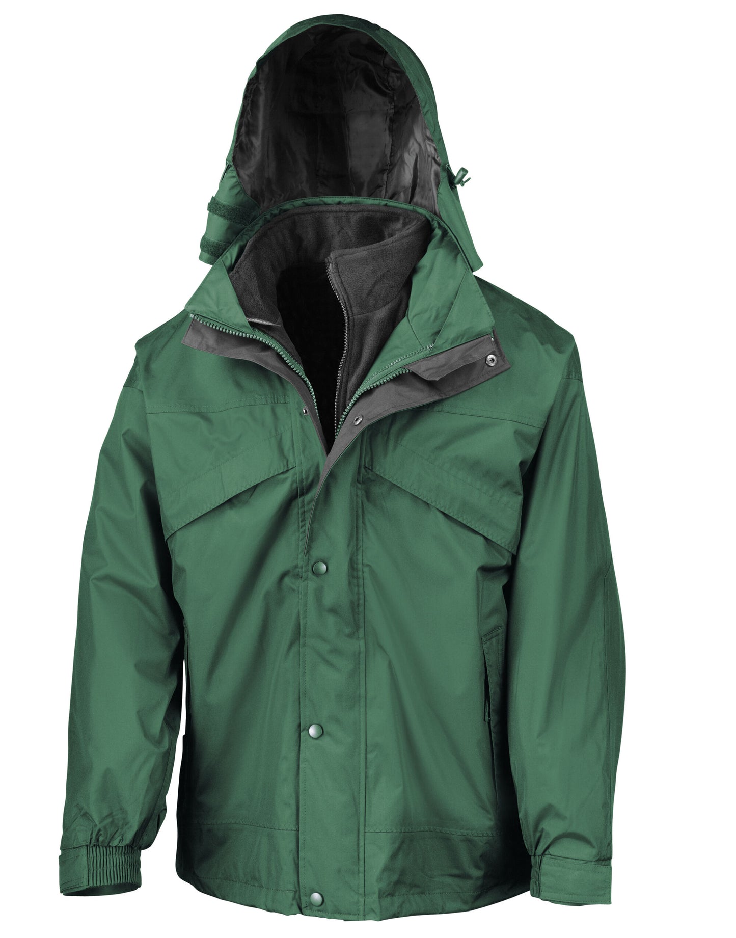 3-in-1 Zip and Clip Jacket - Bottle Green