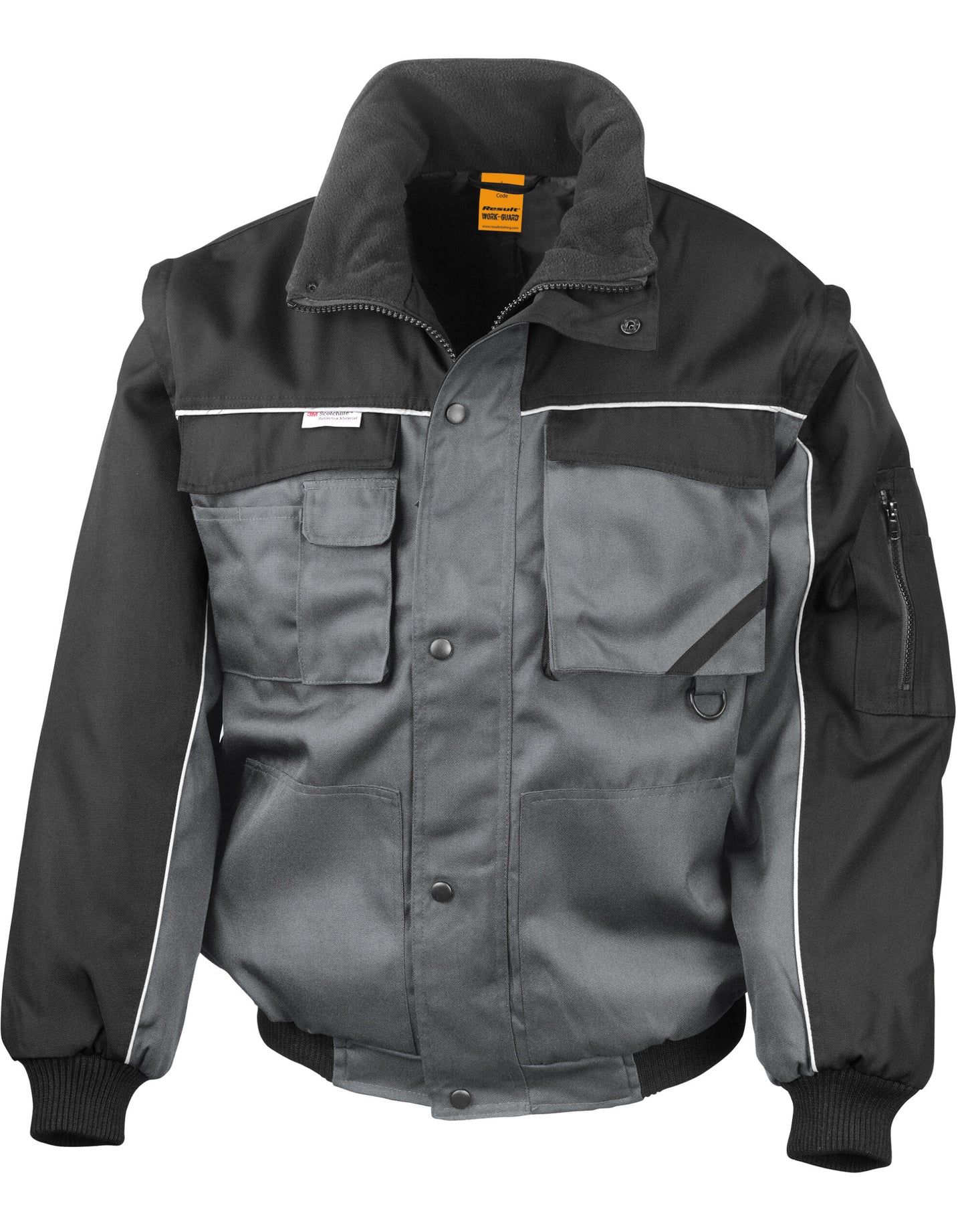 Zip Sleeve Heavy Duty Jacket - Grey/Black