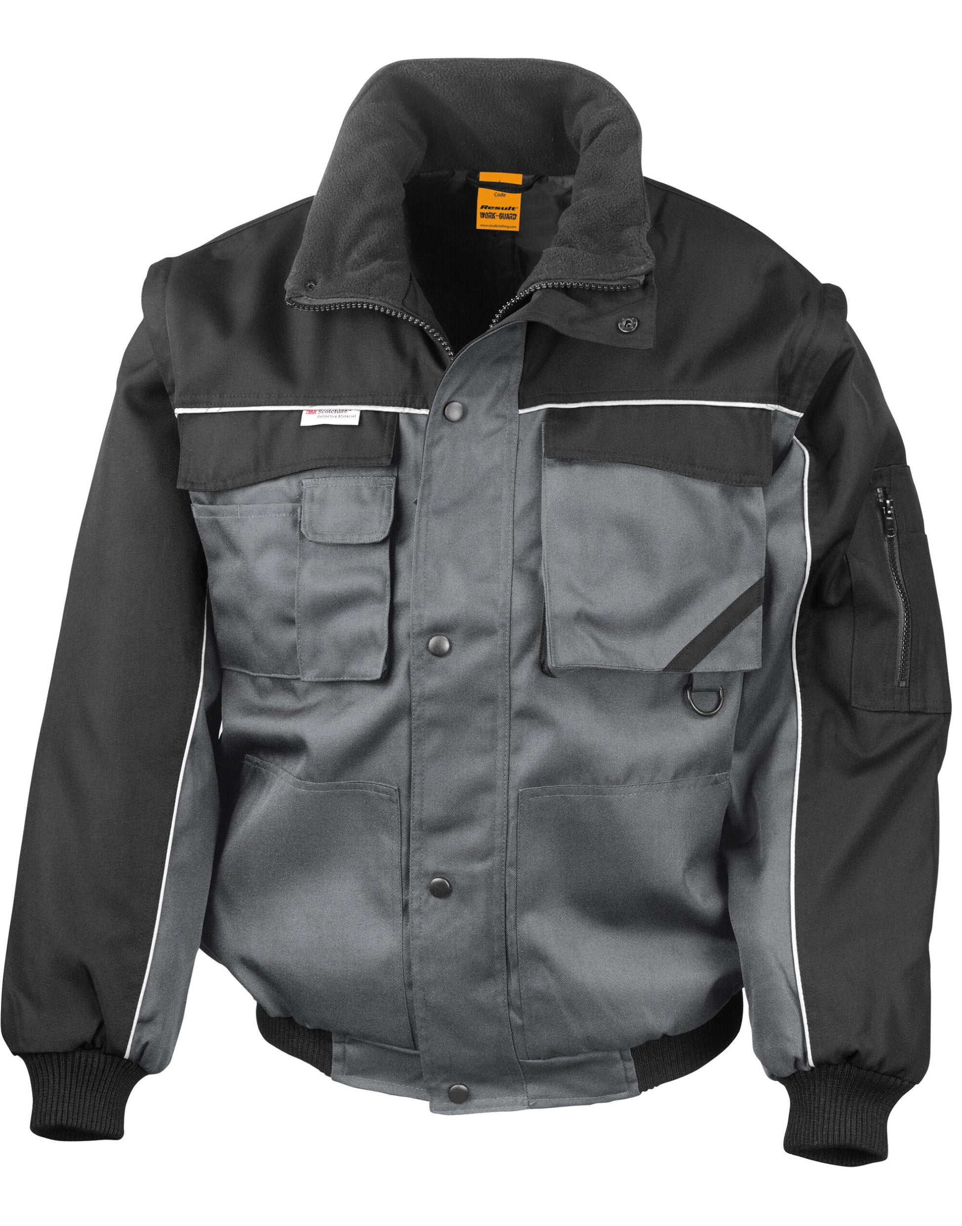 Zip Sleeve Heavy Duty Jacket - Grey/Black