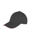 Memphis Brushed Cotton Low Profile Sandwich Peak Cap - Black/Red