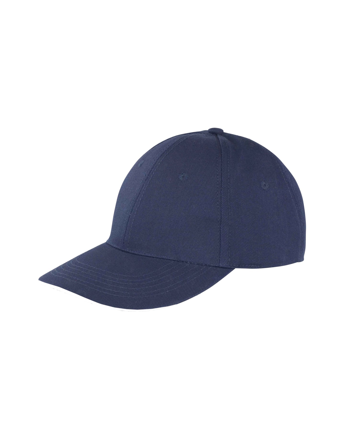 Memphis Brushed Cotton Low Profile Sandwich Peak Cap - Navy/White