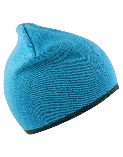 Soft Feel Cuffless Reversible Beanie - Aqua/Grey