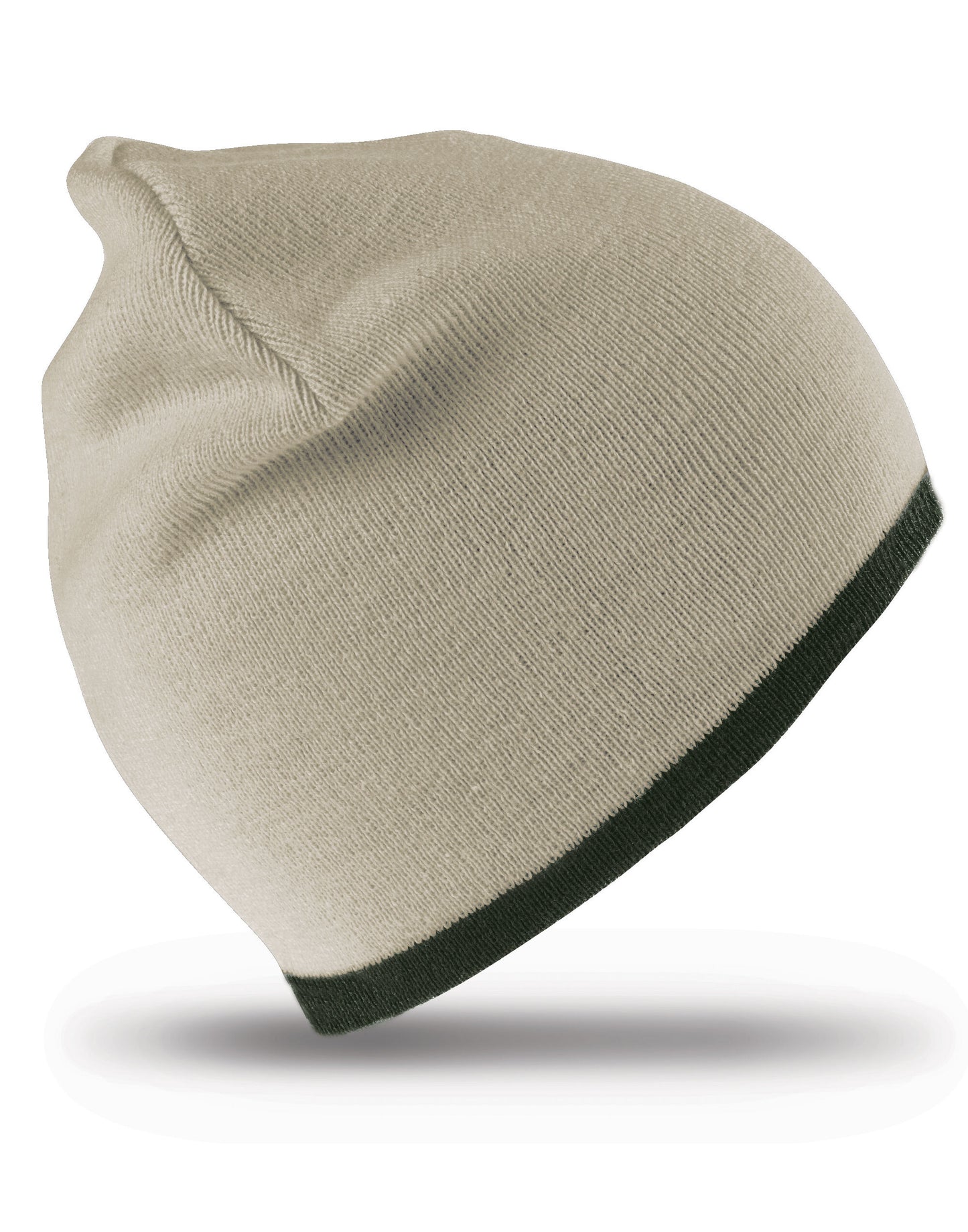 Soft Feel Cuffless Reversible Beanie - Stone/Olive