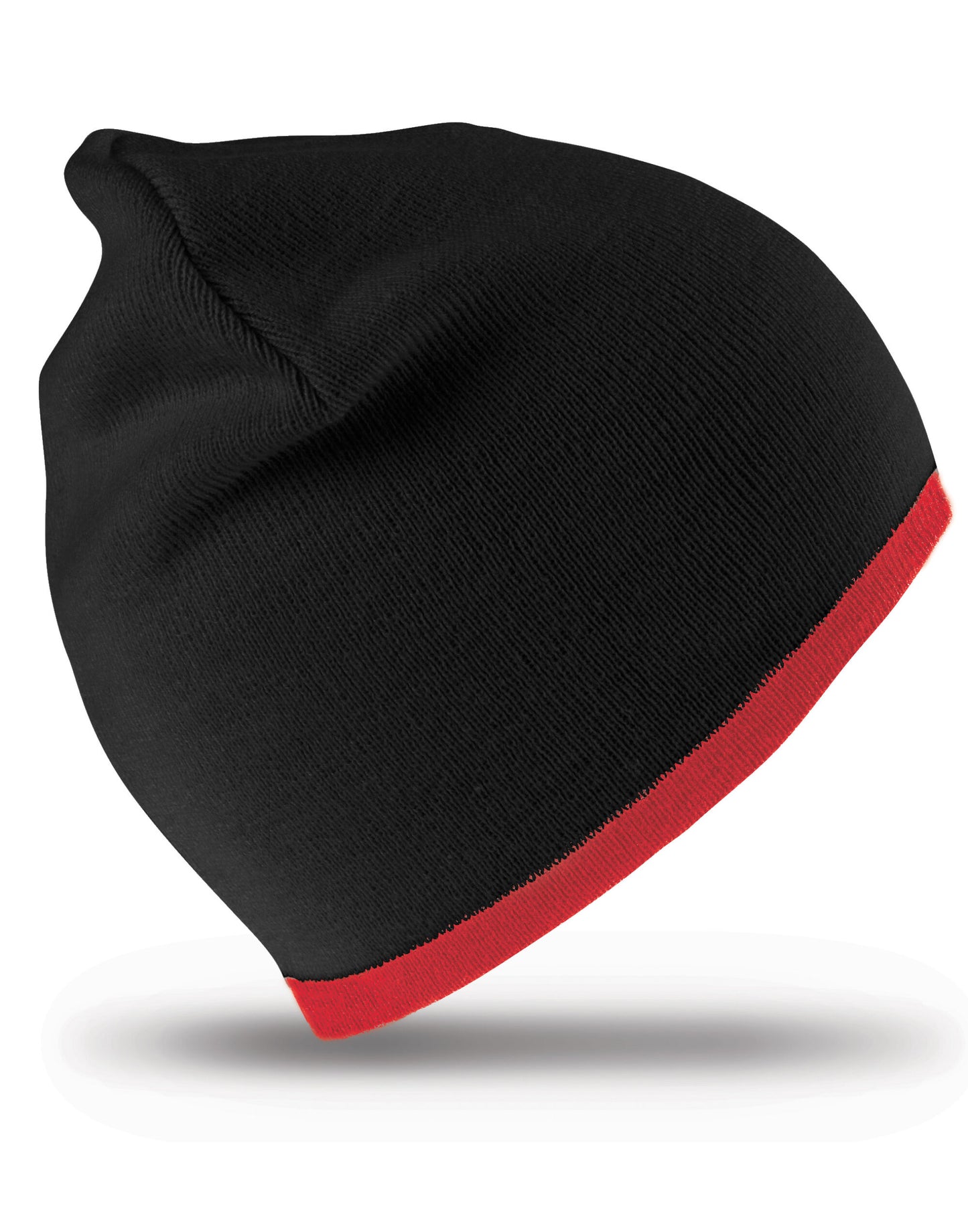 Soft Feel Cuffless Reversible Beanie - Black/Red