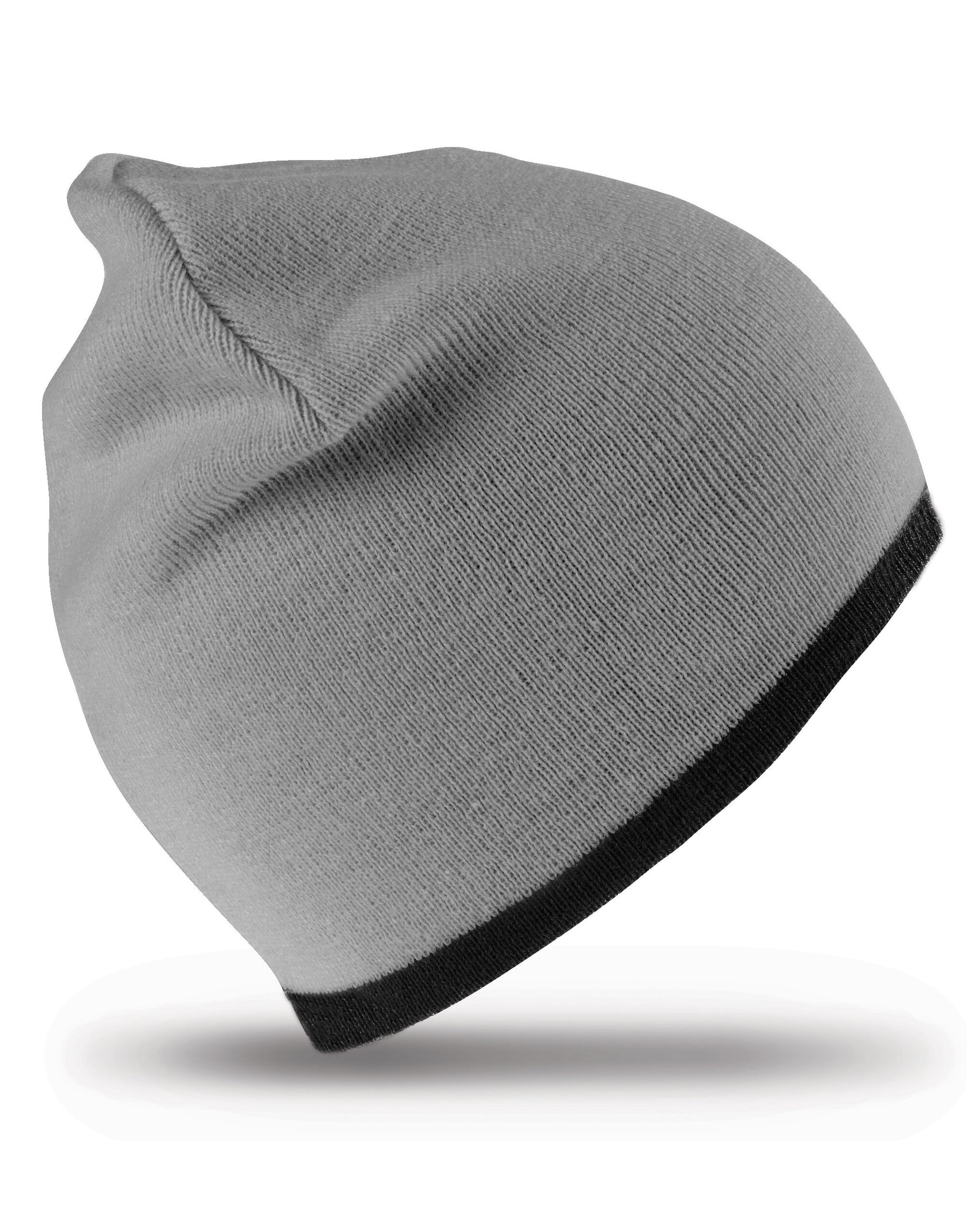 Soft Feel Cuffless Reversible Beanie - Grey/Black