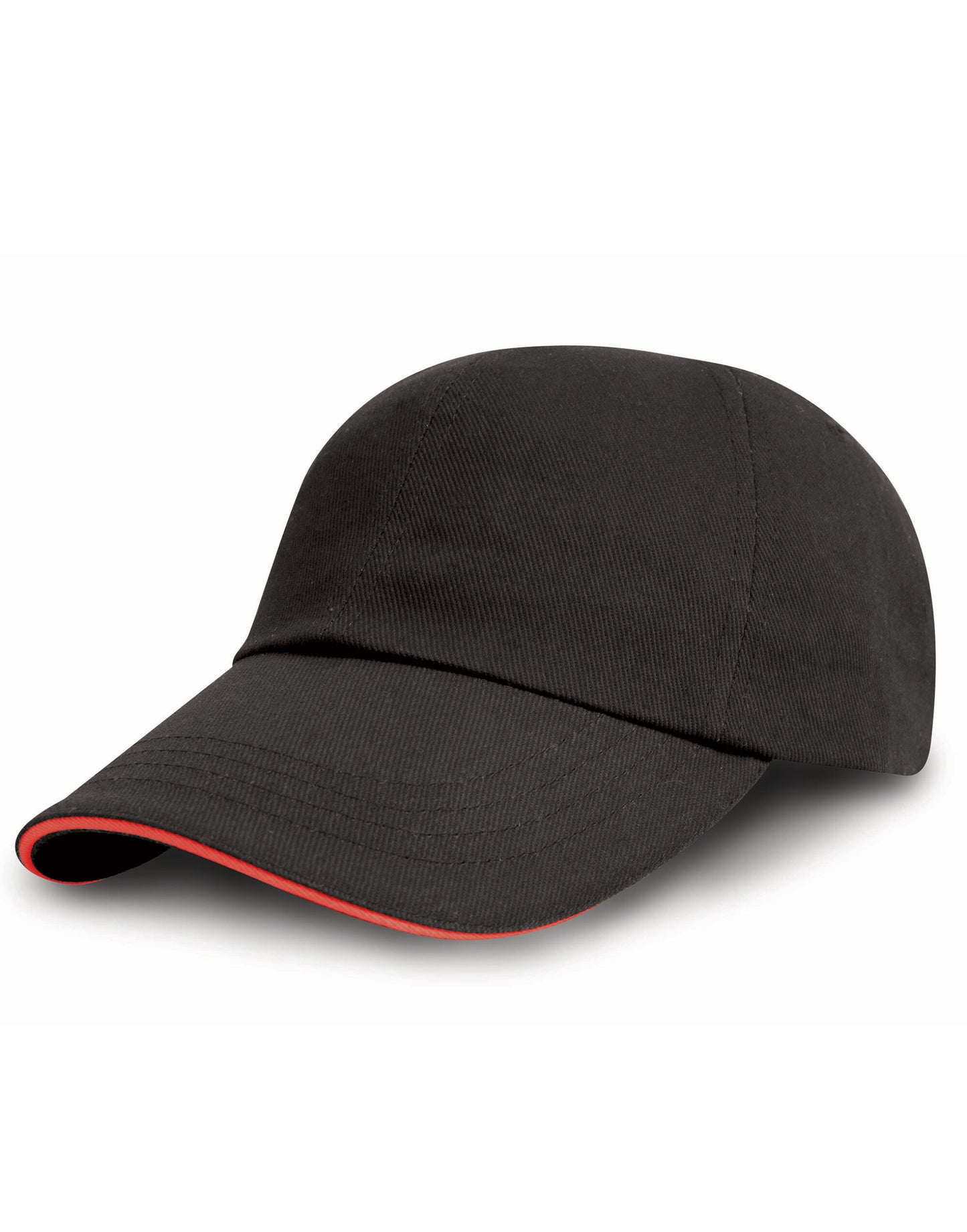 Brushed Cotton Printers/Embroiderers Cap - Black/Red