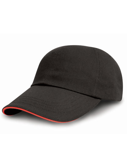 Brushed Cotton Printers/Embroiderers Cap - Black/Red