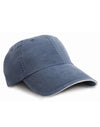 Washed Fine Line Cotton Cap with Sandwich Peak - Navy/Putty