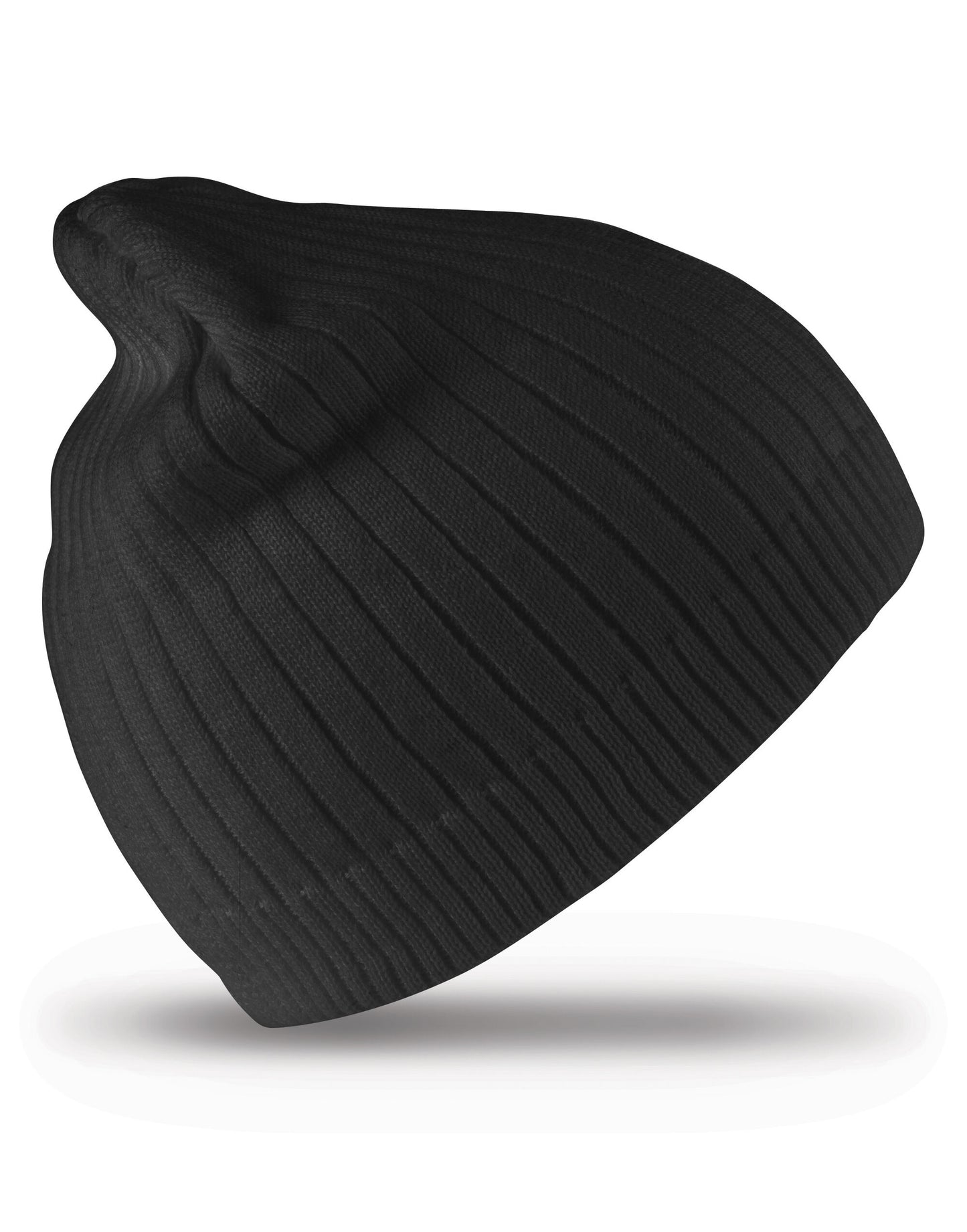 Double Knit Cotton Beanie Hat - Black