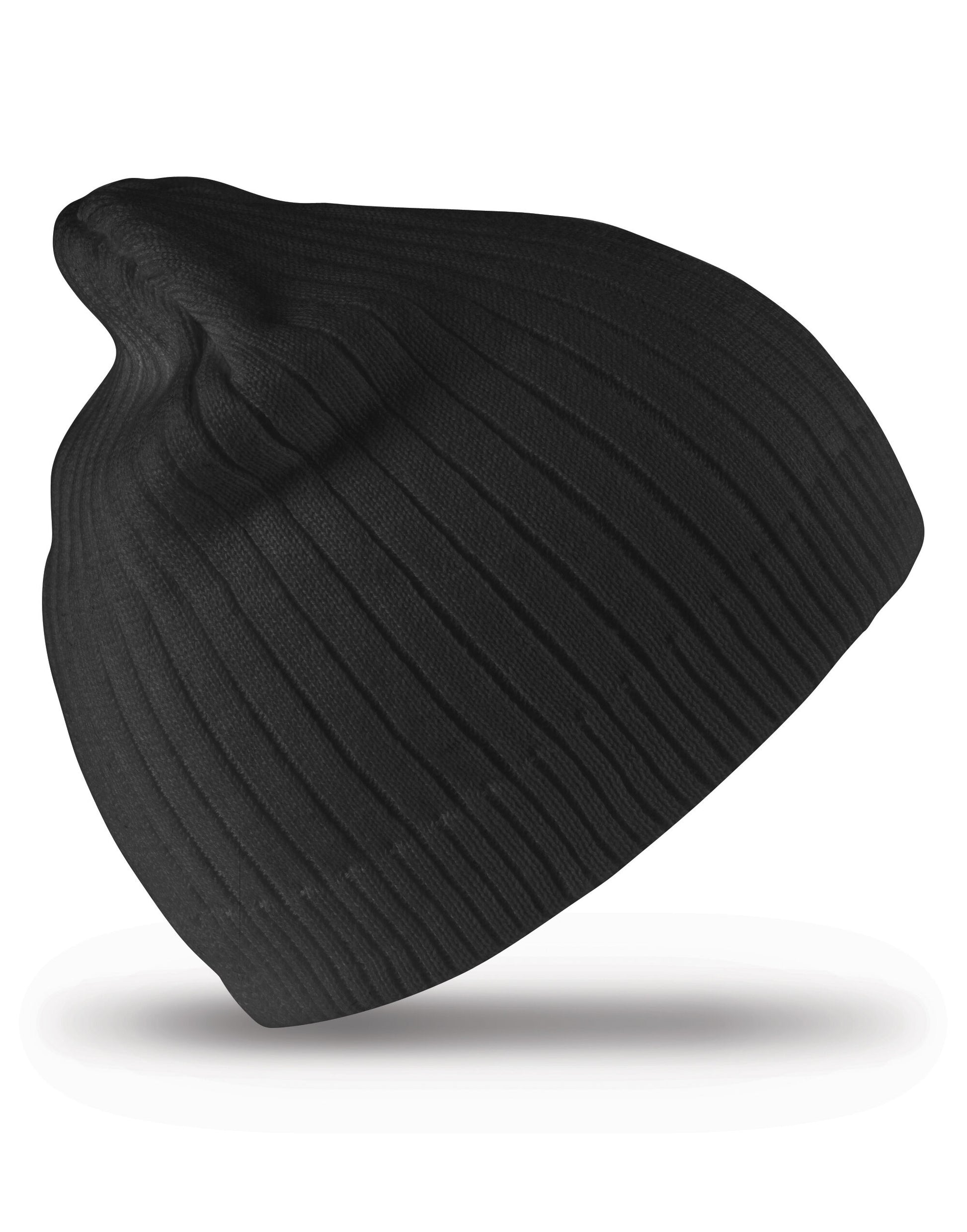 Double Knit Cotton Beanie Hat - Black