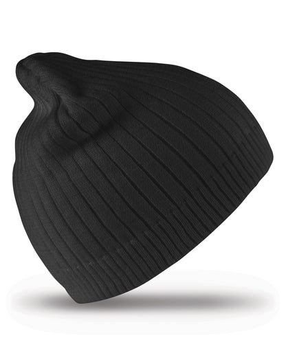Double Knit Cotton Beanie Hat - Black