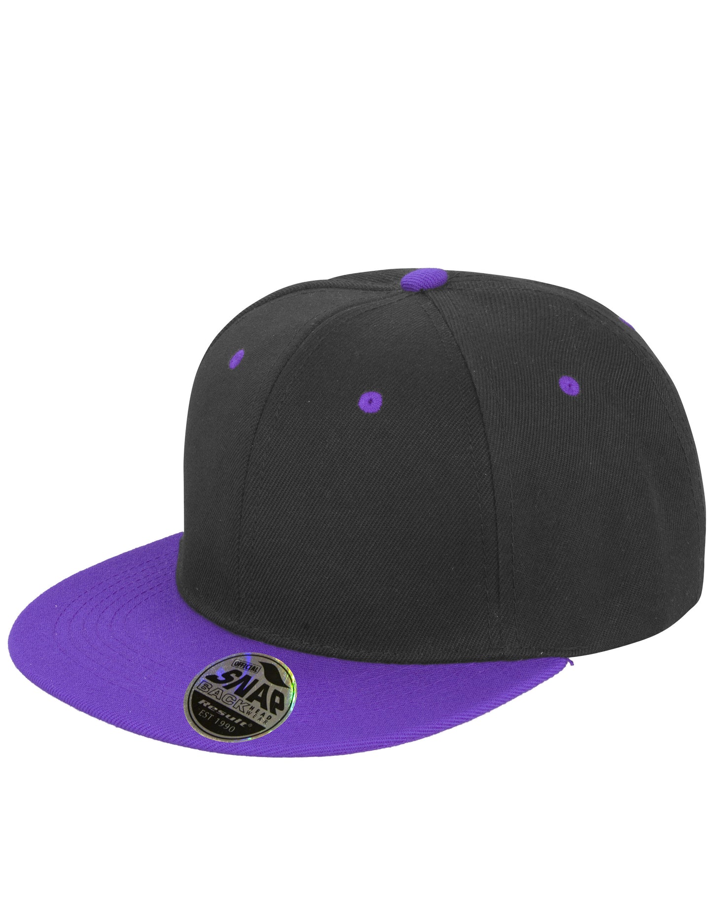 Bronx Original Flat Peak Snap Back Dual Colour Cap - Black/Purple