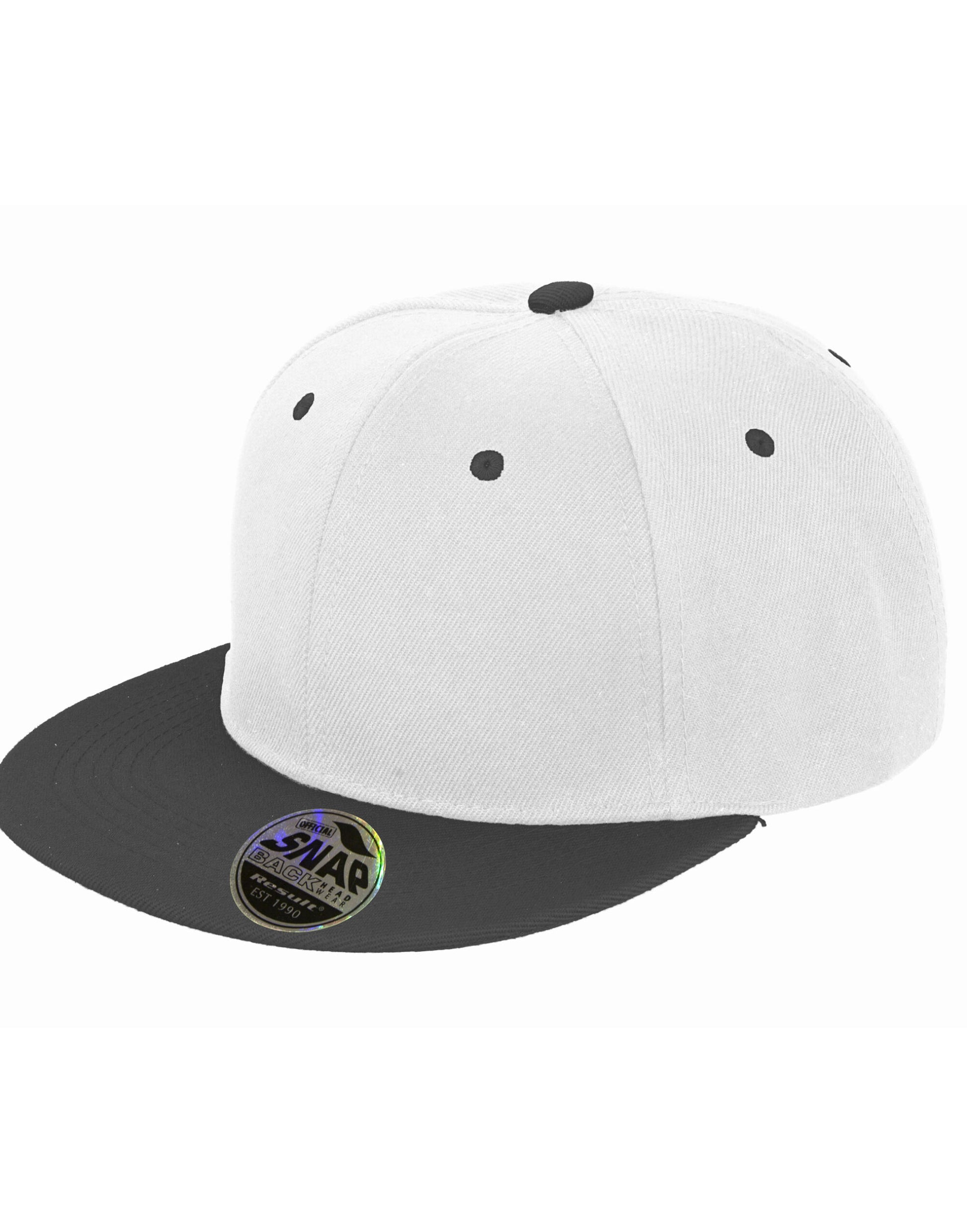 Bronx Original Flat Peak Snap Back Dual Colour Cap - White/Black