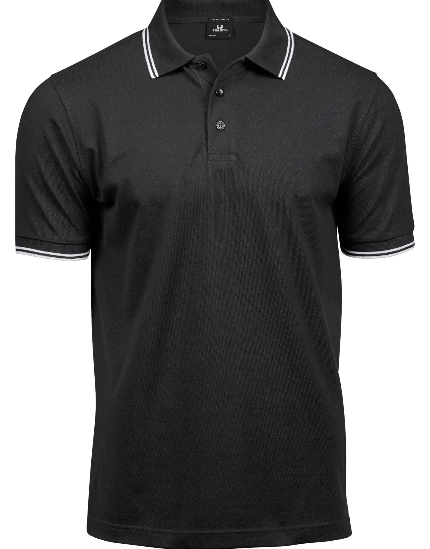 Men's Luxury Stripe Stretch Polo - Black/White