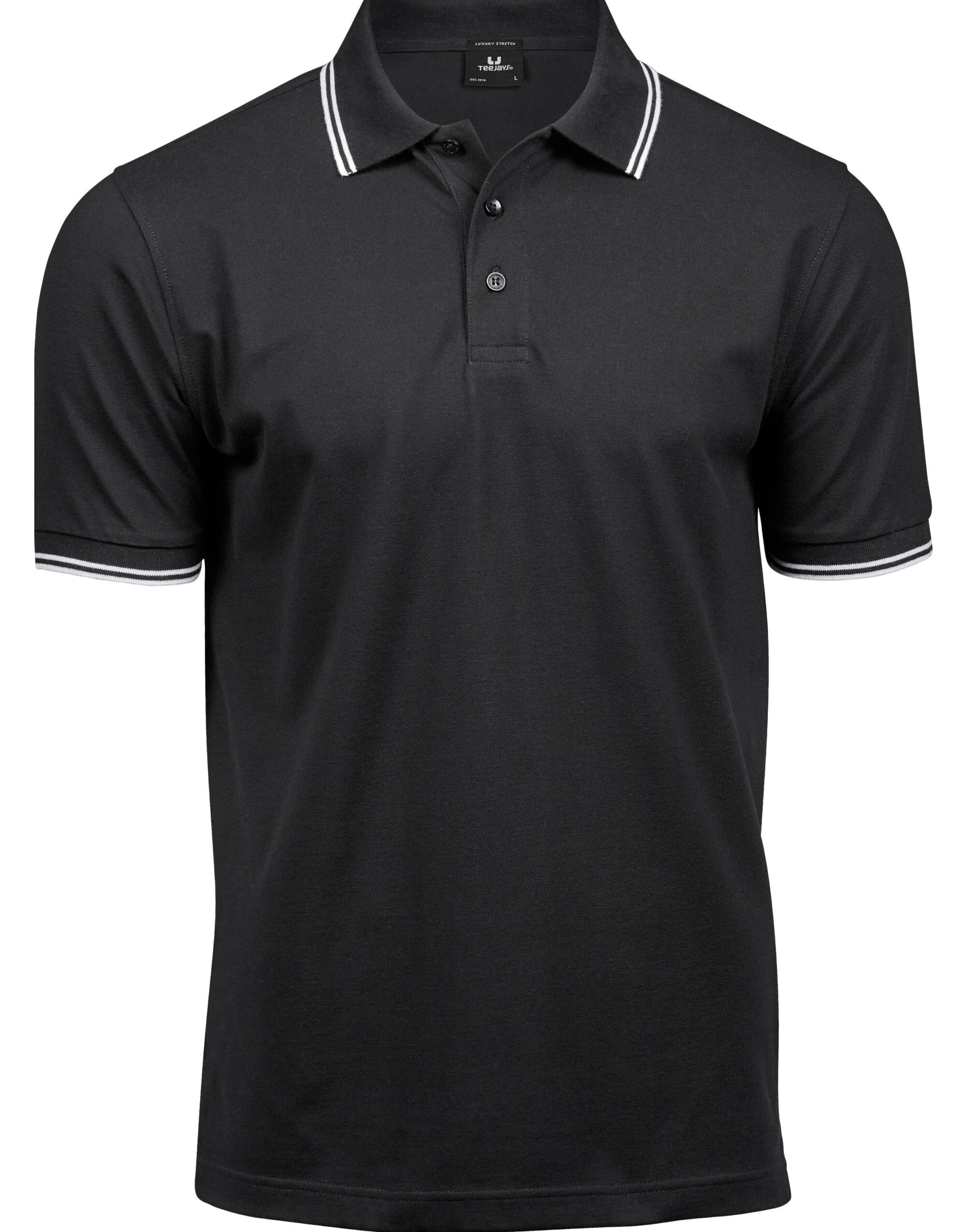 Men's Luxury Stripe Stretch Polo - Black/White