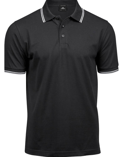 Men's Luxury Stripe Stretch Polo - Black/White