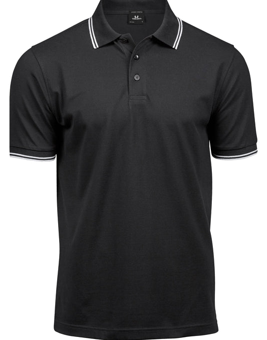 Men's Luxury Stripe Stretch Polo - Black/White