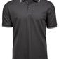 Men's Luxury Stripe Stretch Polo - Dark Grey/White