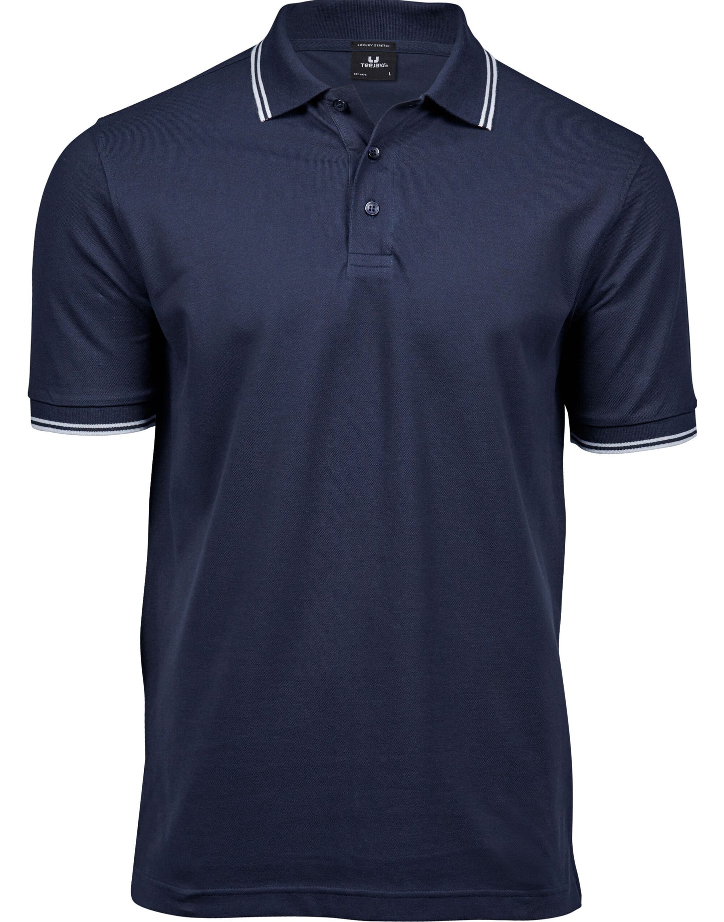 Men's Luxury Stripe Stretch Polo - Navy/White