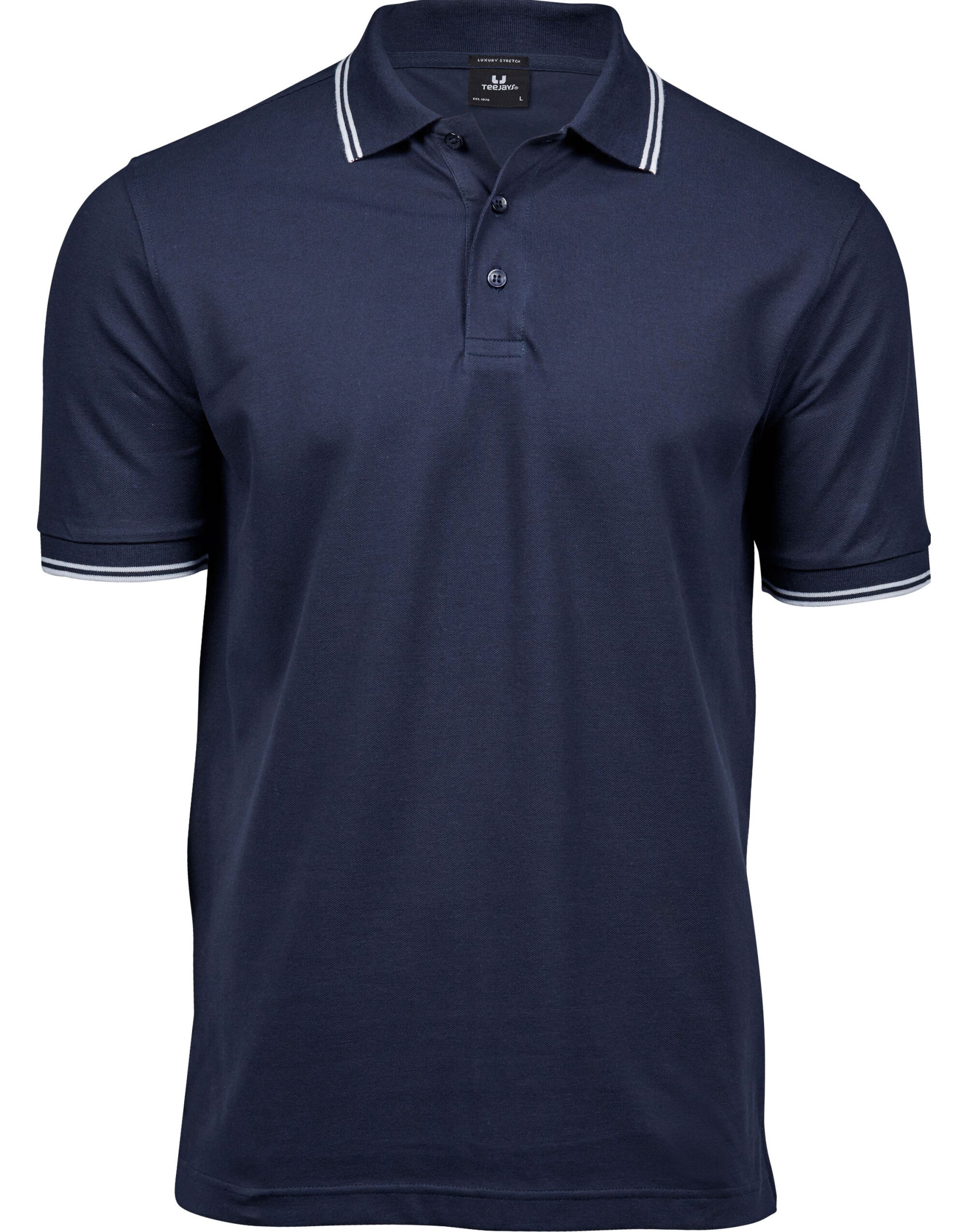 Men's Luxury Stripe Stretch Polo - Navy/White