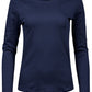 Ladies' Long Sleeve Interlock Tee - Navy