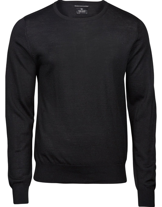 Men's Crew Neck Knitted Sweater - Black