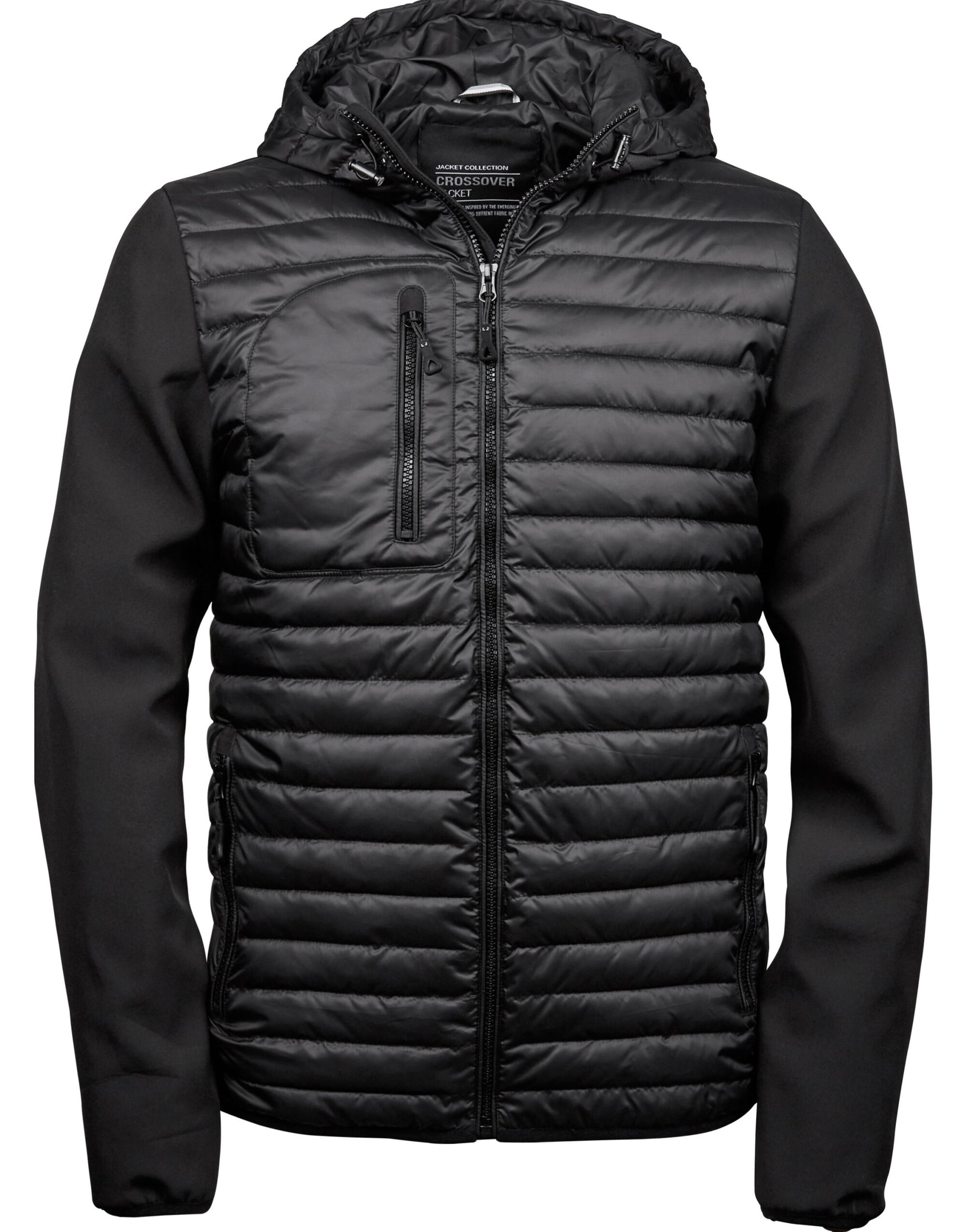 Men's Hooded Crossover Jacket - Black