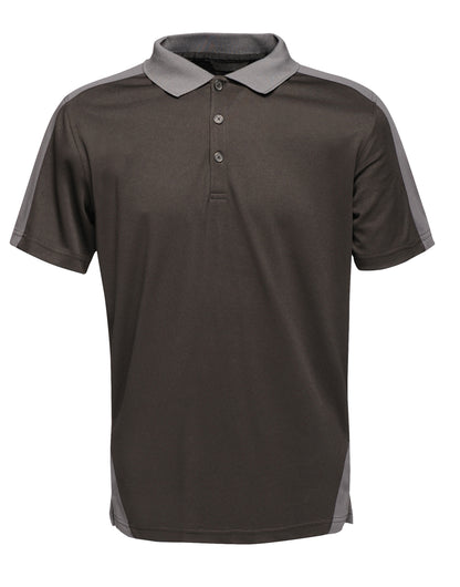 Contrast Quick Wicking Polo Shirt - Black/Seal Grey