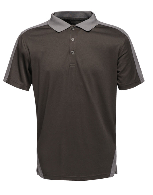 Contrast Quick Wicking Polo Shirt - Black/Seal Grey