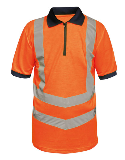 Pro Two Tone Wicking Polo Shirt - Orange/Navy
