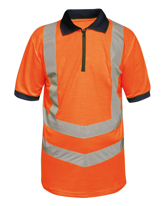 Pro Two Tone Wicking Polo Shirt - Orange/Navy