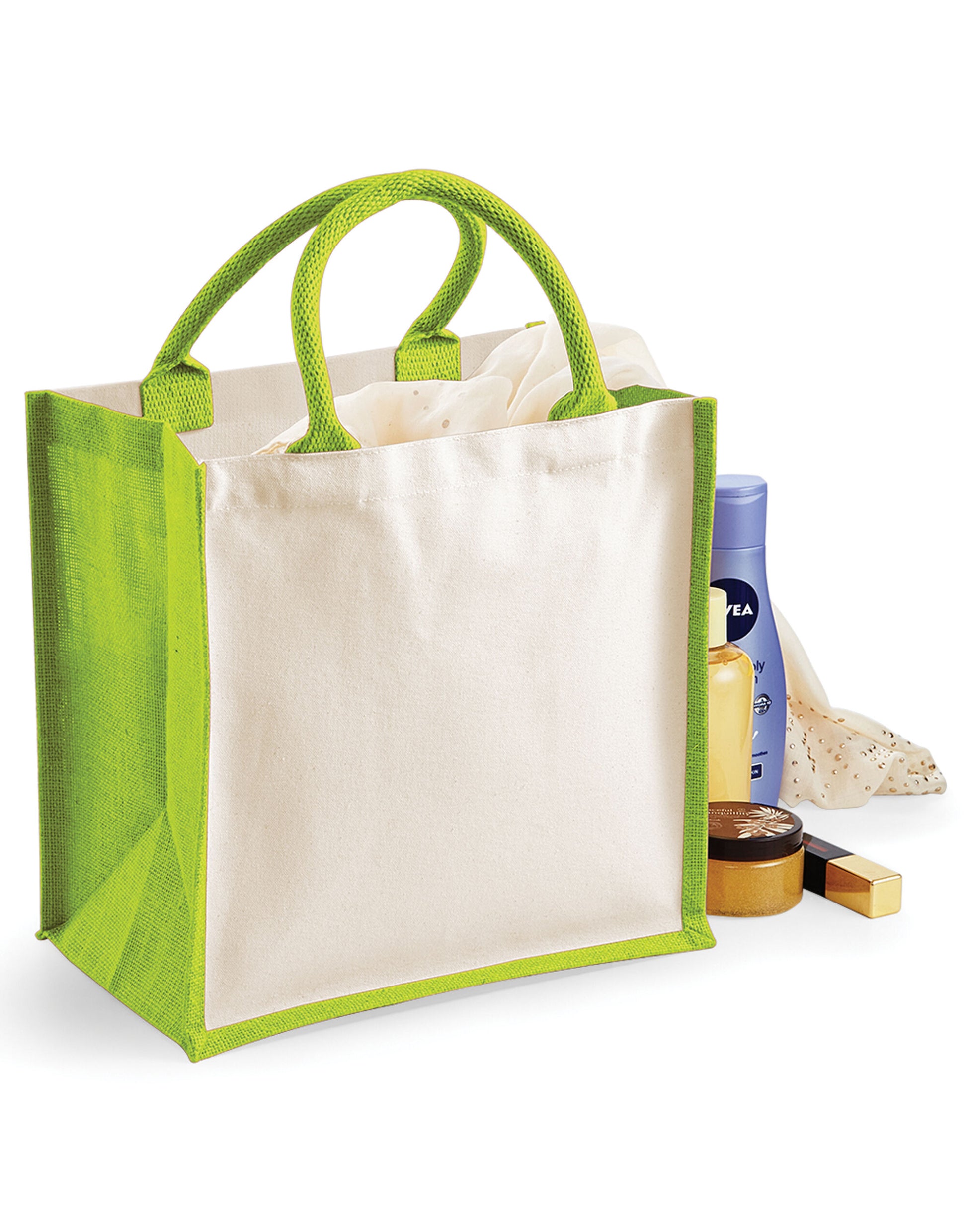 Printers' Midi Jute bag - Apple Green