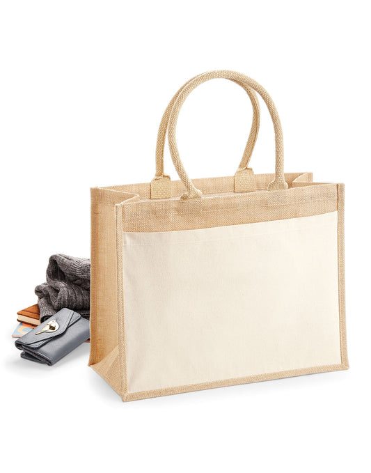 Cotton Pocket Jute Shopper - Natural