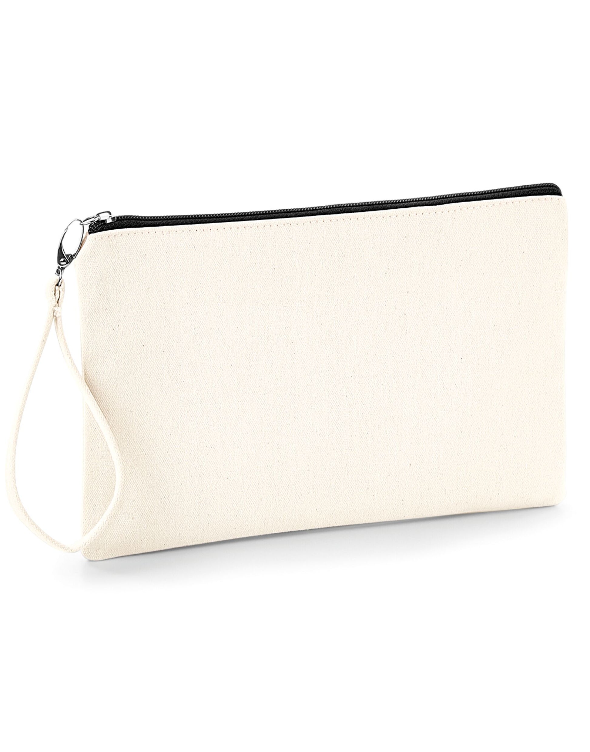 Canvas Wristlet Pouch - Natural/Black