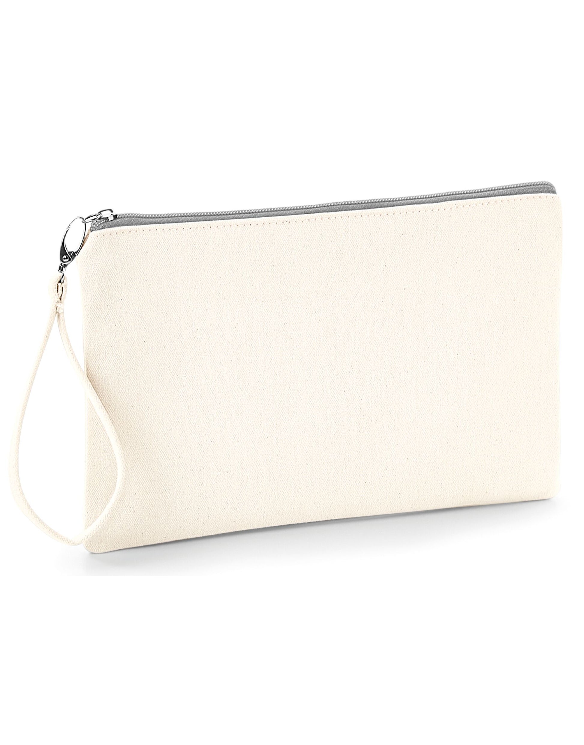 Canvas Wristlet Pouch - Natural/ Light Grey