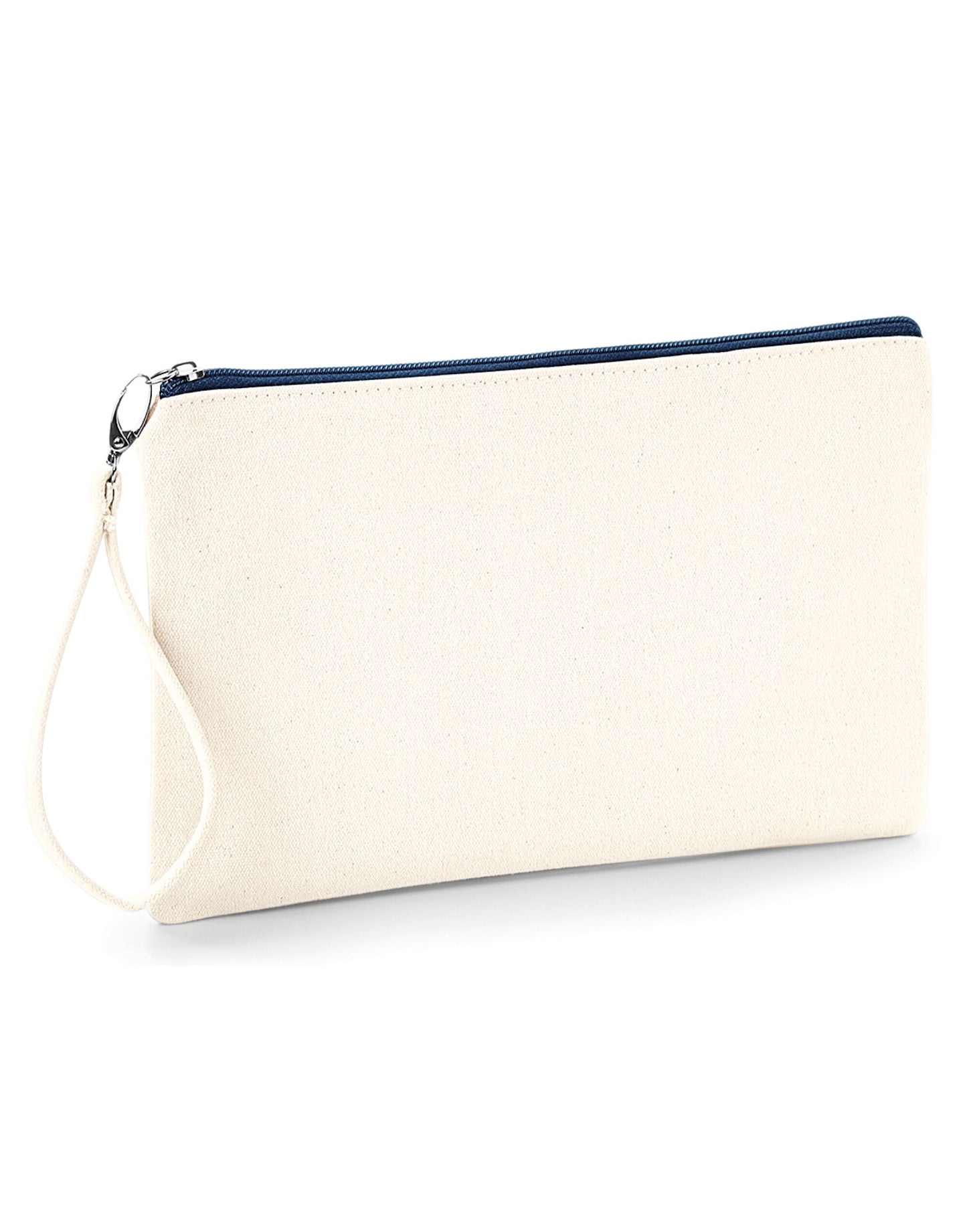 Canvas Wristlet Pouch - Natural/Navy