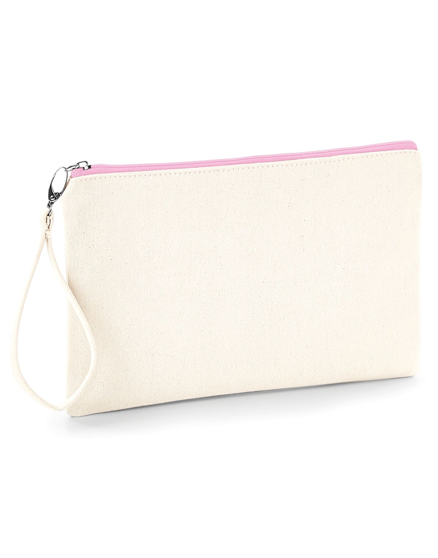 Canvas Wristlet Pouch - Natural/ Pink